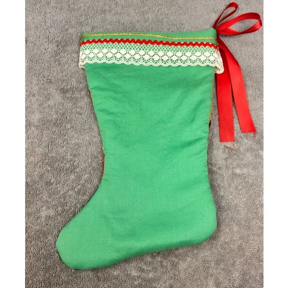 Vintage Handmade Crazy Quilt Christmas Stocking 10